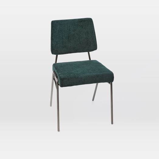 Wire Frame Velvet Dining Chair, Forest - Image 0