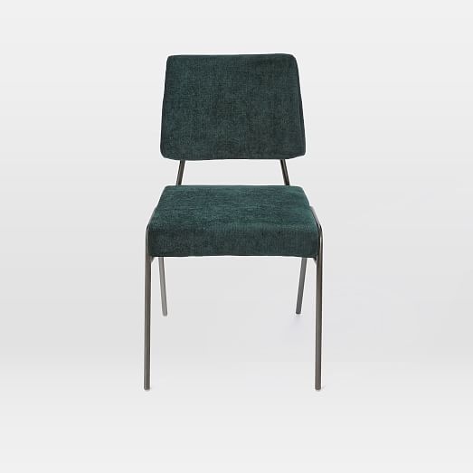 Wire Frame Velvet Dining Chair, Forest - Image 1