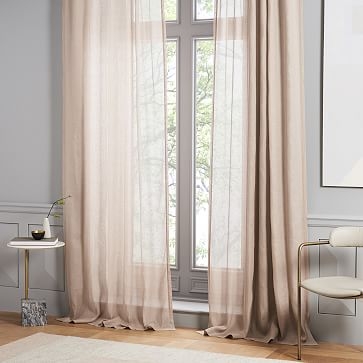 Belgian Flax Linen Sheer Curtain, Dusty Blush, 48" x 84" - Image 2
