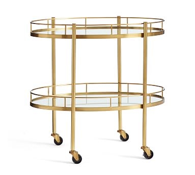 Abby Oval Bar Cart, Brass - Image 1