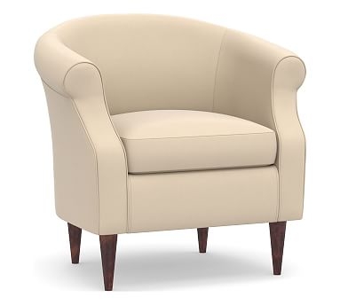SoMa Lyndon Upholstered Armchair, Polyester Wrapped Cushions, Cream Twill - Image 1