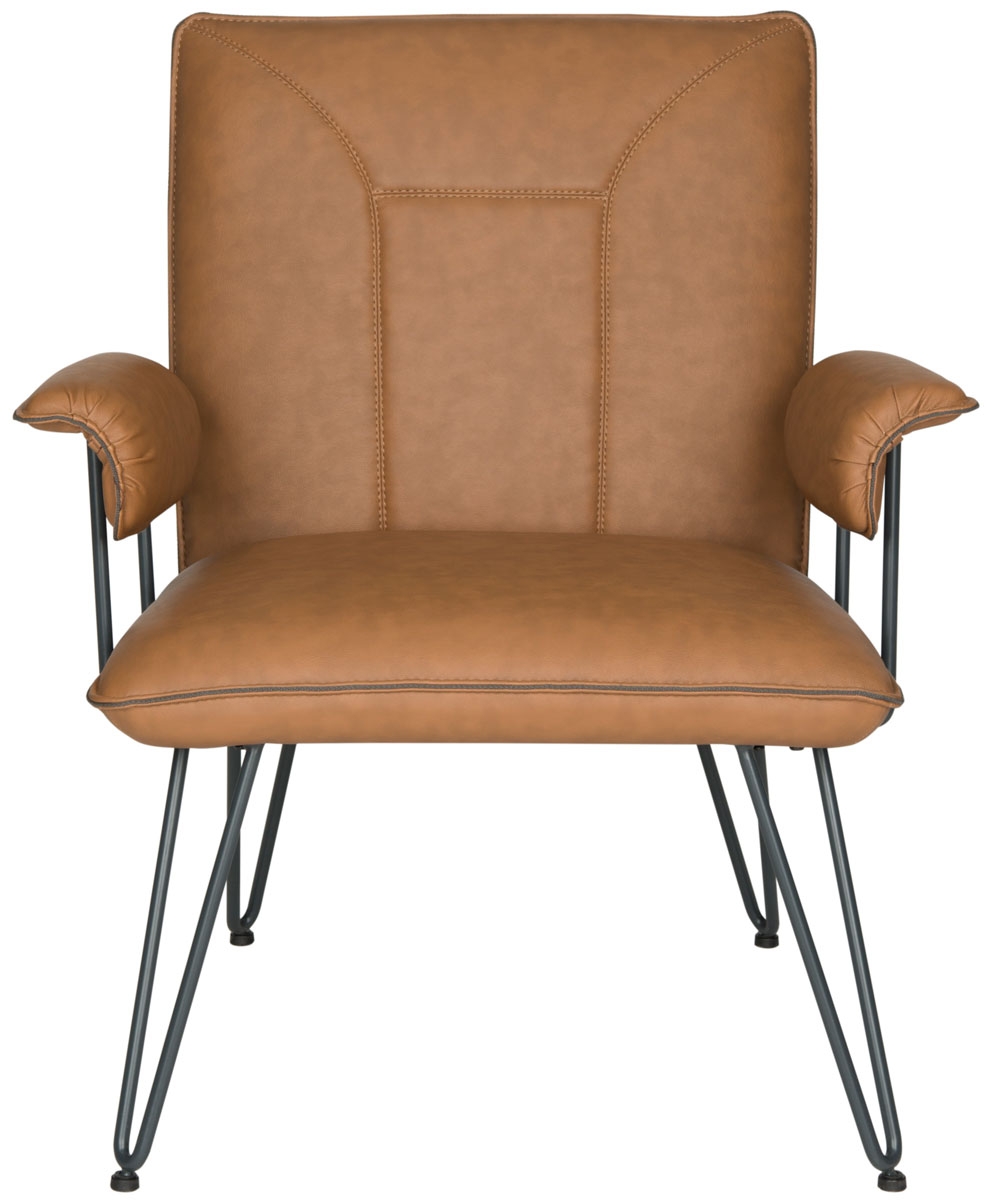Johannes 17.3"H Mid Century Modern Leather Arm Chair - Camel/Black - Arlo Home - Image 1