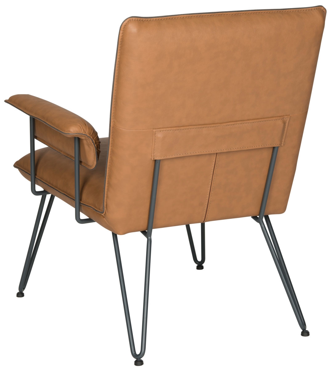 Johannes 17.3"H Mid Century Modern Leather Arm Chair - Camel/Black - Arlo Home - Image 2