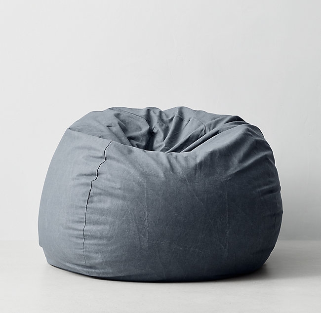 DISTRESSED CANVAS BEAN BAG COVER - GREY - Image 0