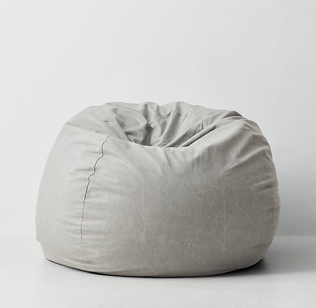 DISTRESSED CANVAS BEAN BAG COVER - GREY - Image 1