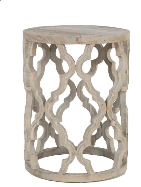 Bella Antique Clover Smoke Gray Wood End Table - Image 0
