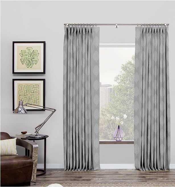 PINCH PLEAT DRAPERY Pair of Panels - Asherton  / Silver - Lined - Image 0