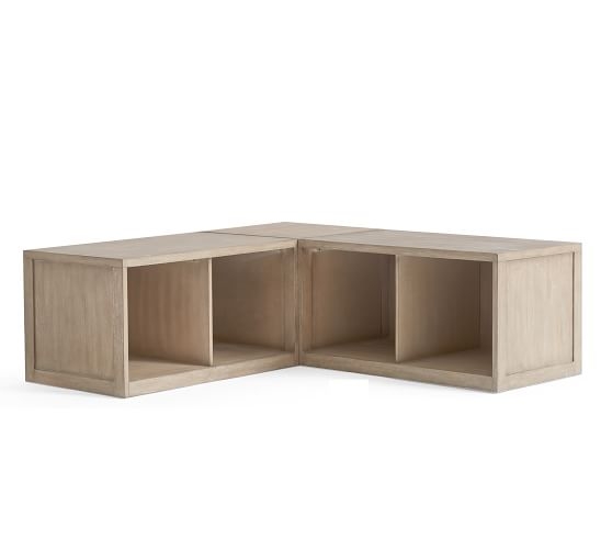 Modular Banquette Set (2 Benches Set, 1 Corner), Medium, Weathered Gray - Image 1