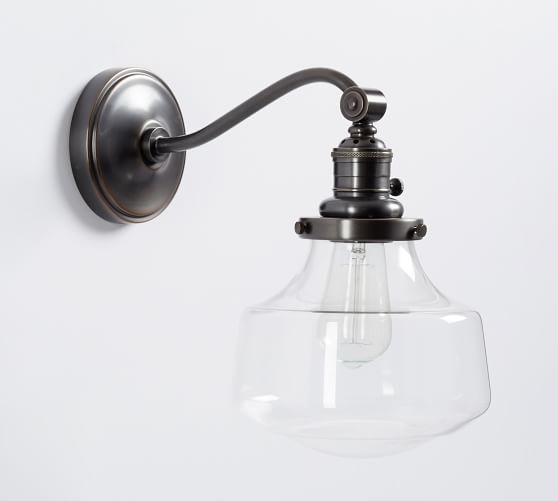 PB CLASSIC CURVED ARM SCONCE- SCHOOLHOUSE GLASS - Image 0