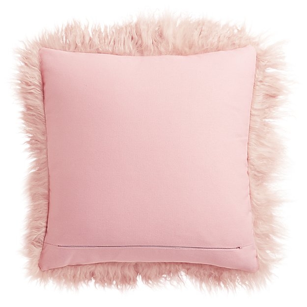 16" mongolian sheepskin pink  pillow with down-alternative insert - Image 1