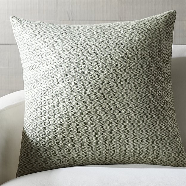 Remi 23" Green Pattern Pillow with Feather-Down Insert - Image 0