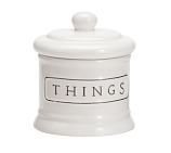 CERAMIC TEXT BATH ACCESSORIES- Small Canister - Image 0