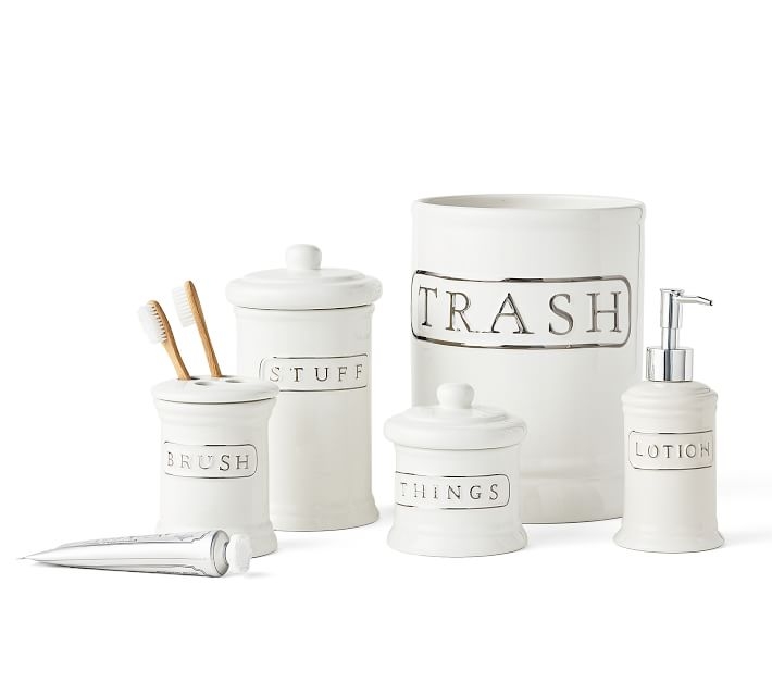 CERAMIC TEXT BATH ACCESSORIES- Small Canister - Image 2