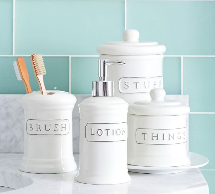 CERAMIC TEXT BATH ACCESSORIES- Small Canister - Image 3