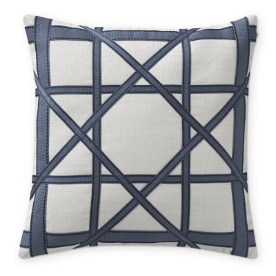 Linen Geo Pillow Cover, 18" X 18", Navy - Image 0