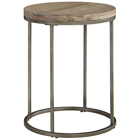 Alana Steel and Acacia Wood Top Round End Table - Image 0