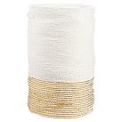 Shimmer Stripe Round Catchall, Hamper, Gold/White - Image 0