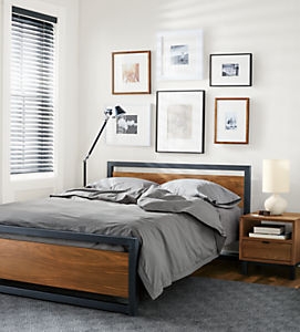 Piper Wood Panel Bed in Natural Steel-Queen - Image 0