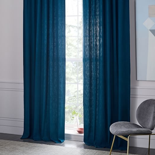 Textured Cotton Jacquard Curtain - Celestial Blue - 96" - Image 0