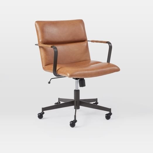 Cooper Mid-Century Leather Swivel Office Chair - Image 0