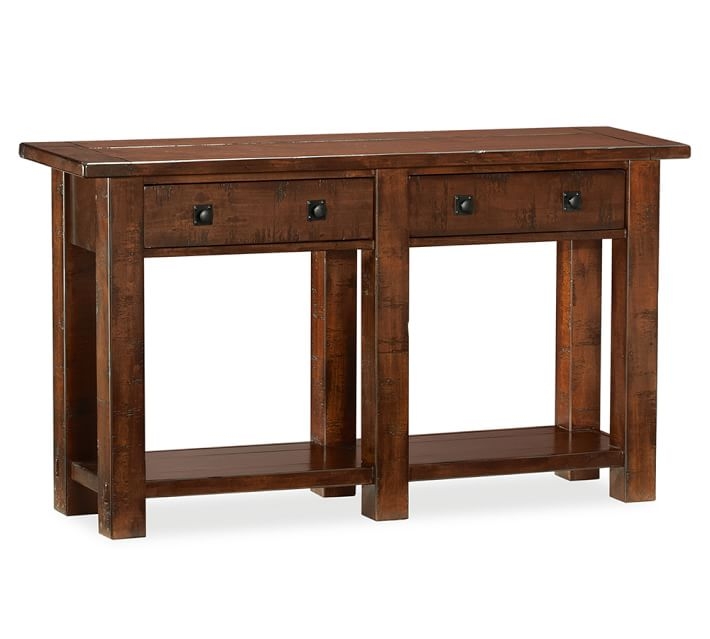 Benchwright 54" Wood Console Table with Drawers, Rustic Mahogany - Image 1