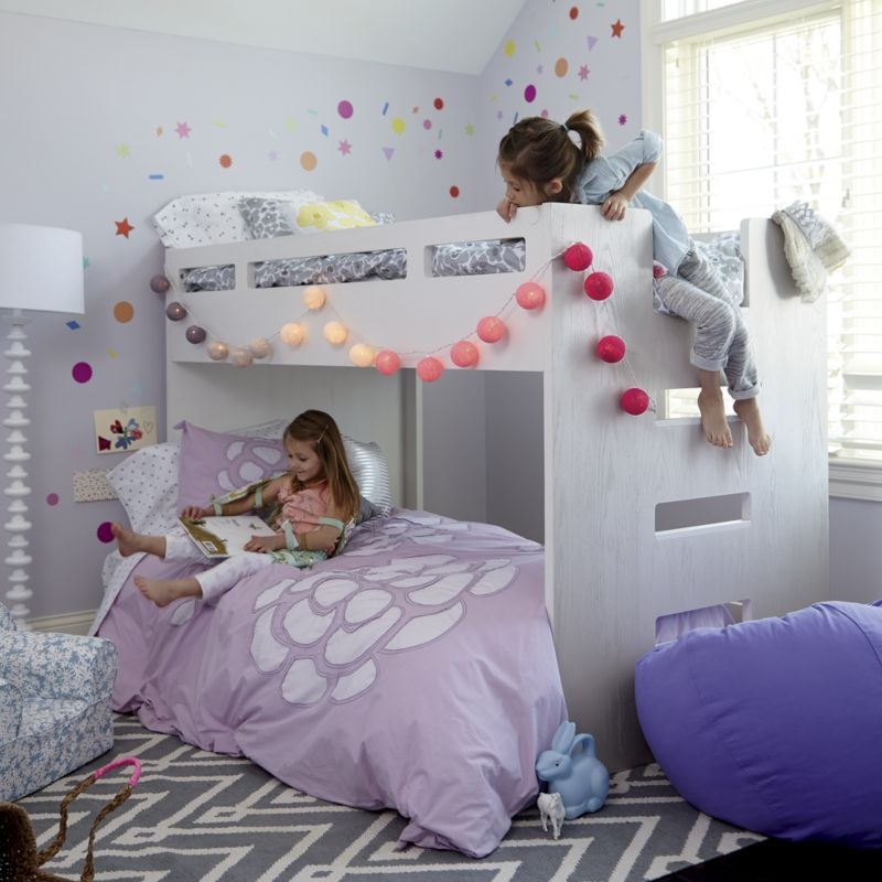 Abridged White Glaze Wood Low Kids Twin Bunk Bed with Right Ladder - Image 3