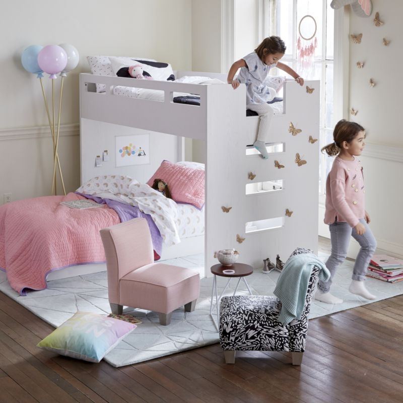 Abridged White Glaze Wood Low Kids Twin Bunk Bed with Right Ladder - Image 7