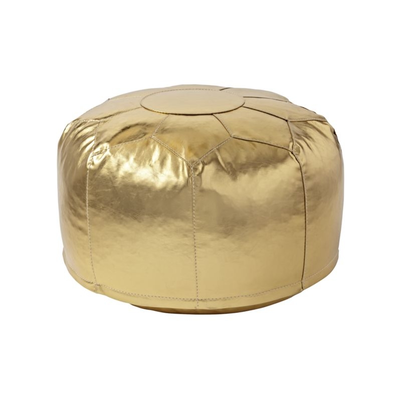 Mini Faux Leather Gold Pouf - Image 4