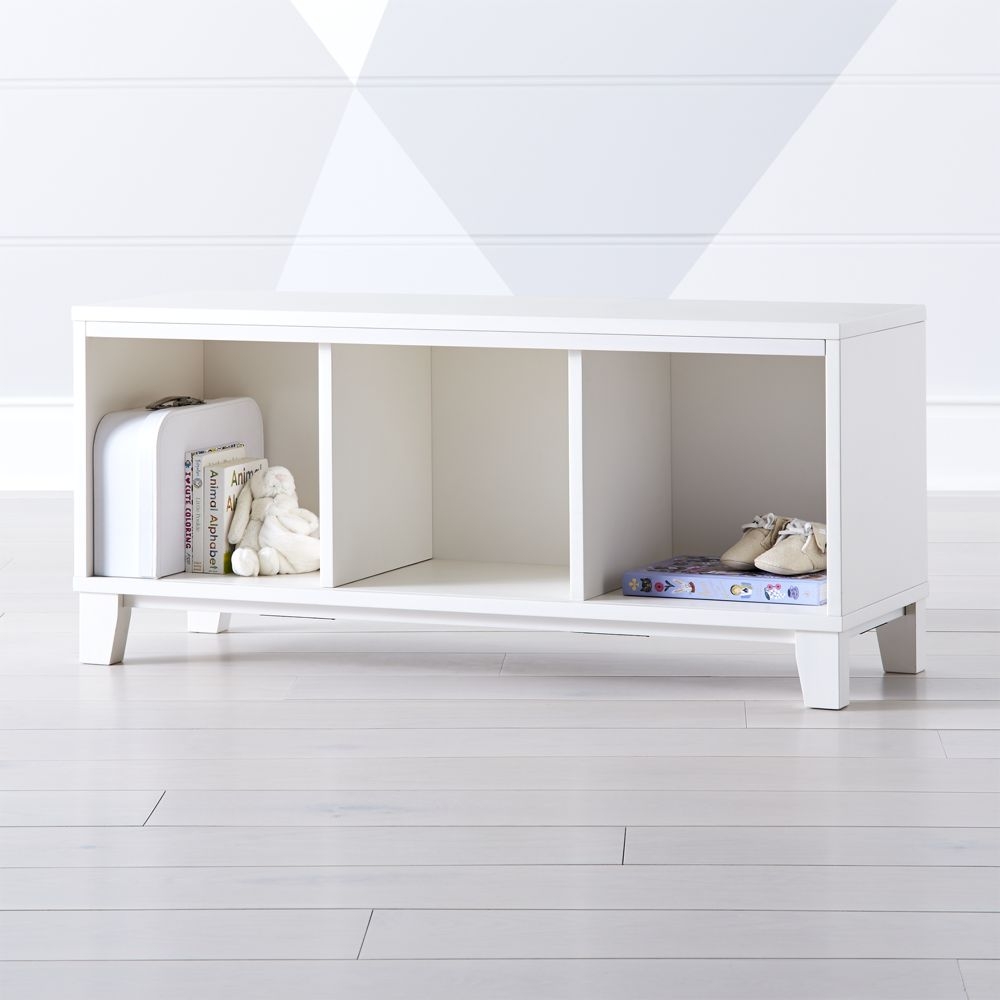 District Stackable 3-Cube Warm White Wood Bookcase - Image 0