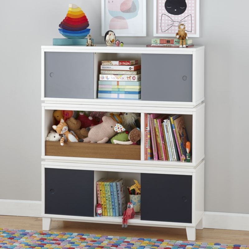 District Stackable 3-Cube Warm White Wood Bookcase - Image 7
