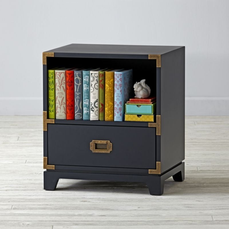 Kids Navy Blue Campaign Nightstand - Image 1