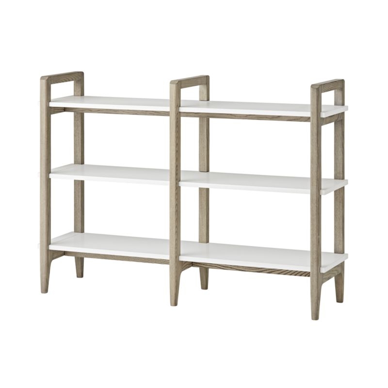 Wrightwood Wide Grey Stain and White Bookcase - Image 2