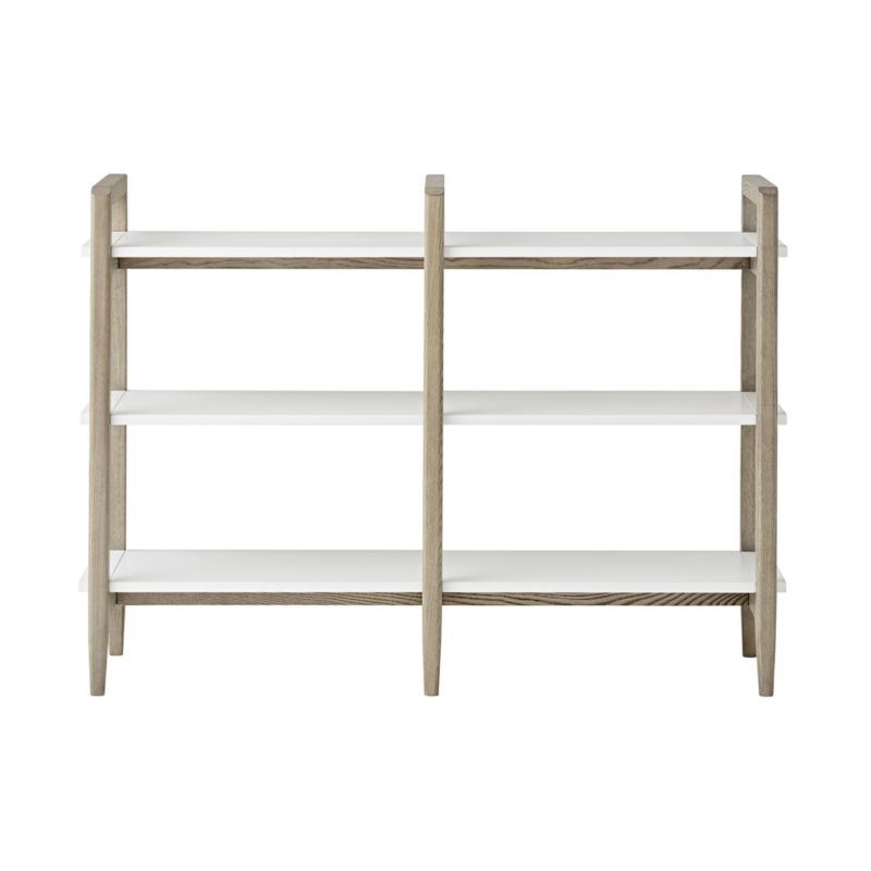 Wrightwood Wide Grey Stain and White Bookcase - Image 3