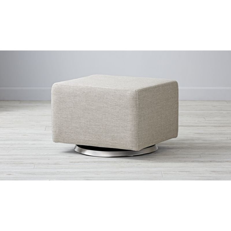 Milo Grey Nursery Swivel Glider Chair with Silver Base - Image 1
