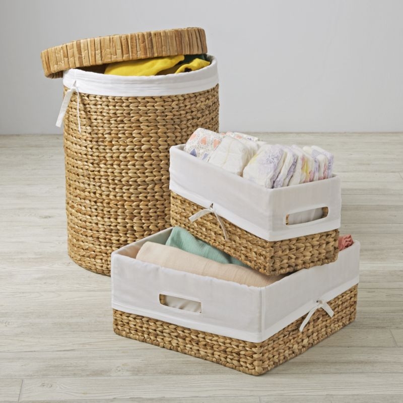 Natural Wicker Small Changing Table Basket with Handles - Image 2