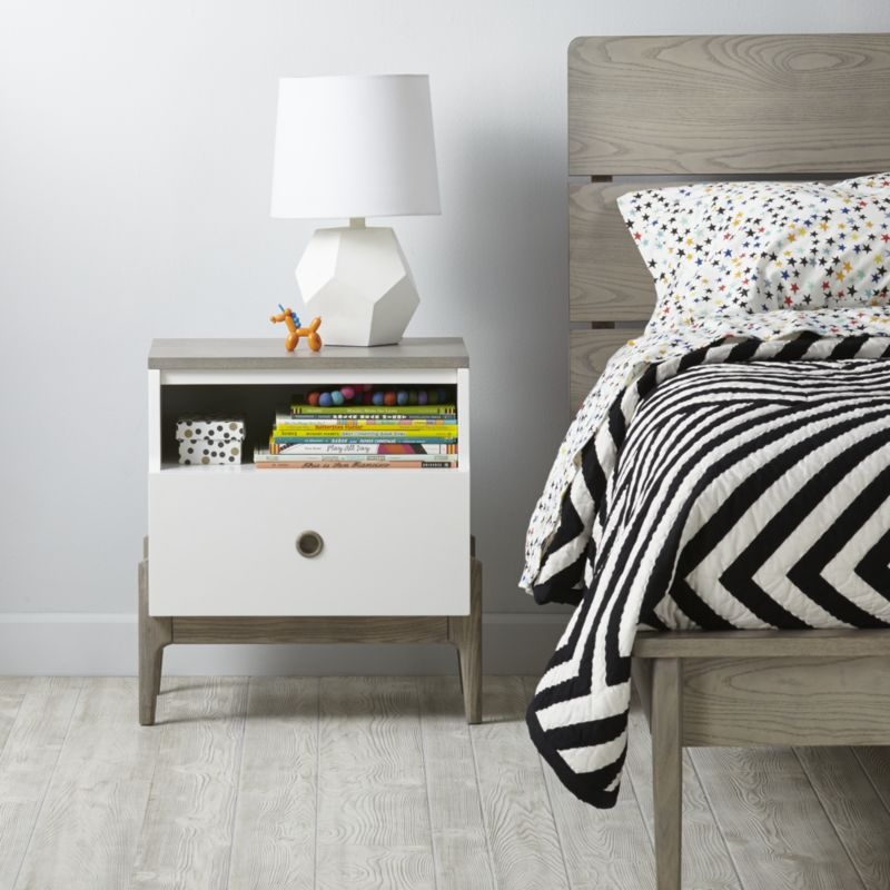 Kids Wrightwood Grey Stain and White Nightstand - Image 1