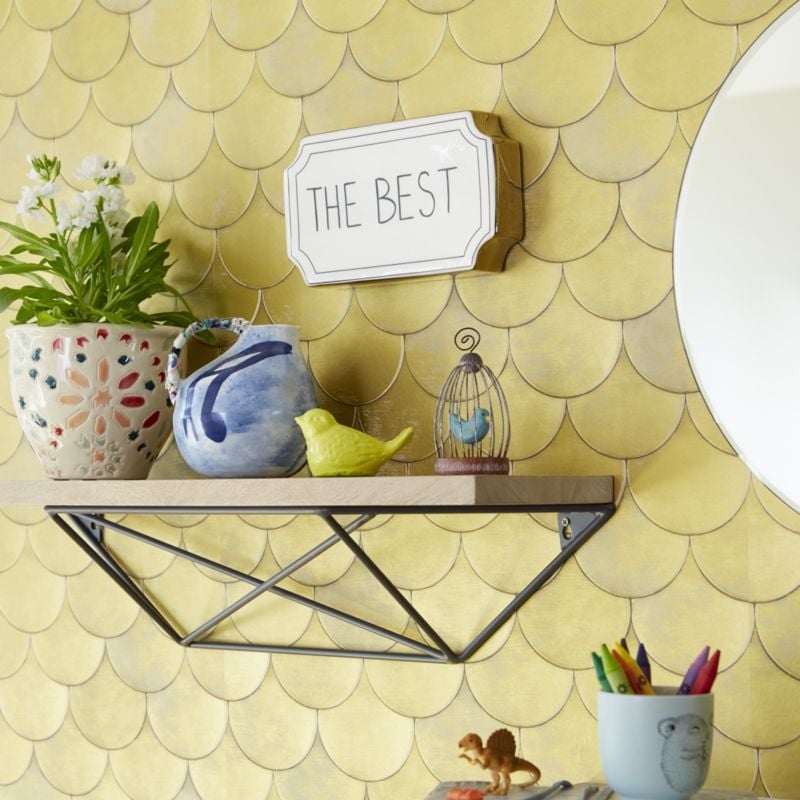 Metal and Wood Geometric Shelf - Image 2