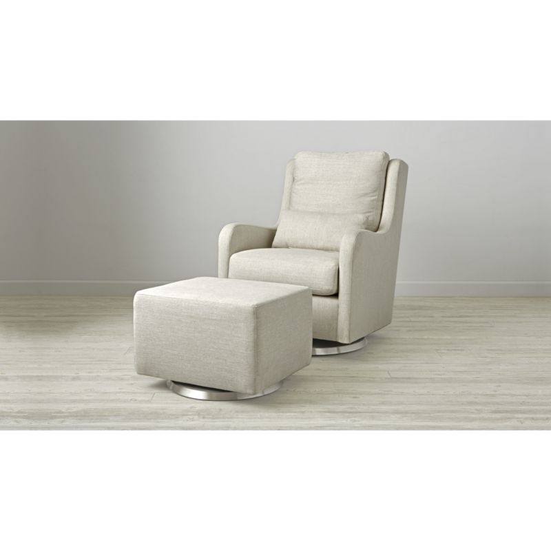 Milo Cream Nursery Swivel Glider Chair with Silver Base - Image 1