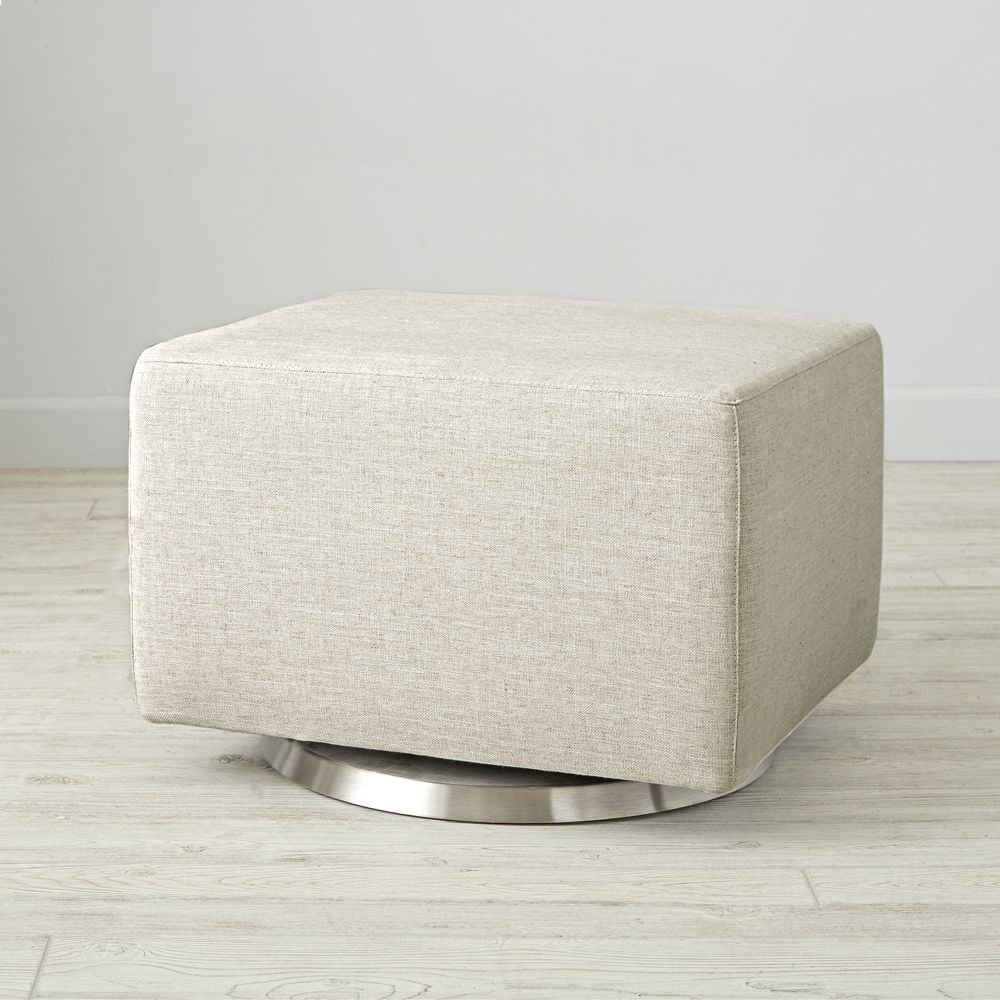 Milo Cream Nursery Gliding Ottoman with Silver Base - Image 0