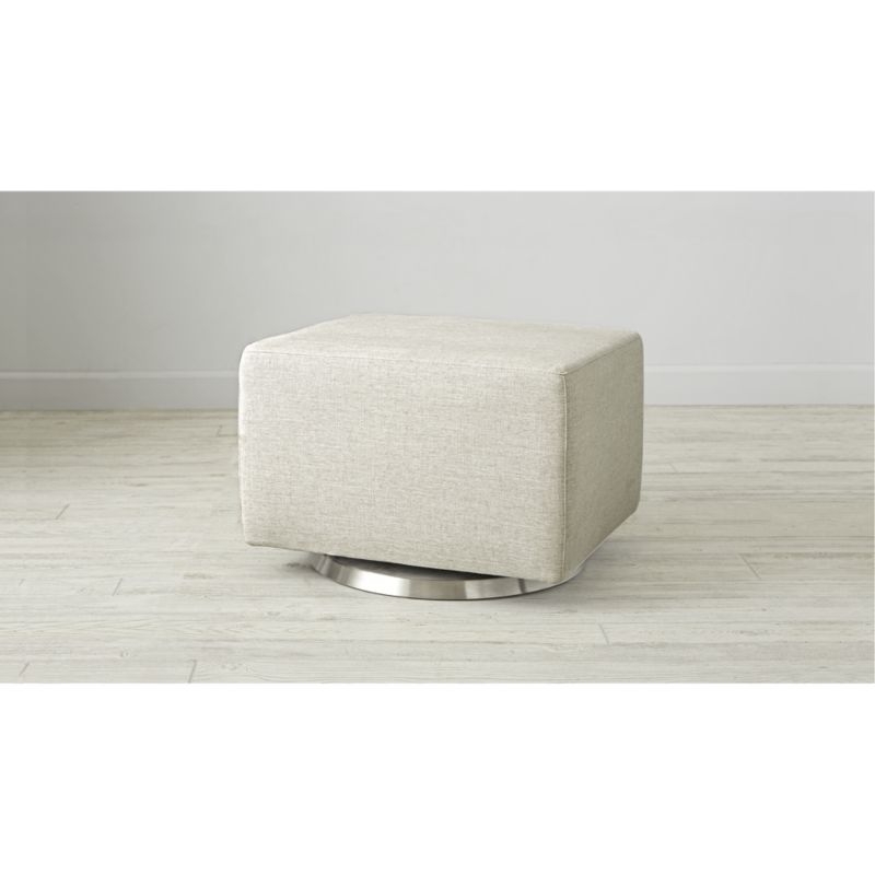 Milo Cream Nursery Gliding Ottoman with Silver Base - Image 2