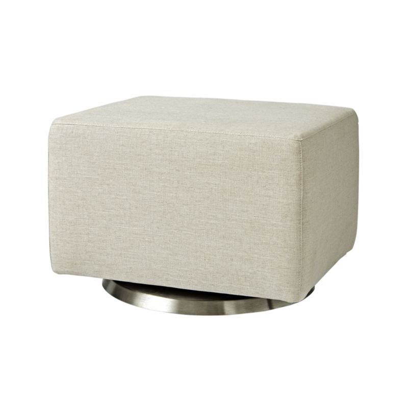 Milo Cream Nursery Gliding Ottoman with Silver Base - Image 3