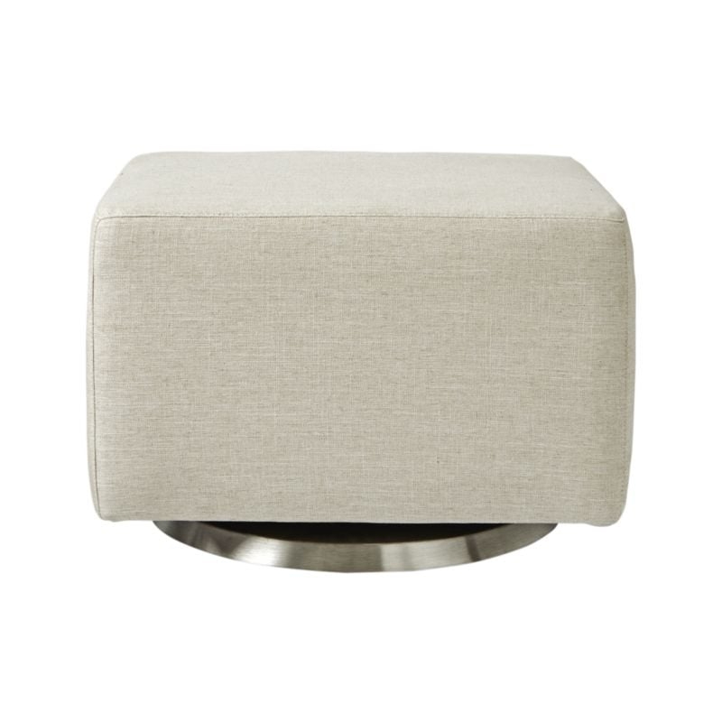 Milo Cream Nursery Gliding Ottoman with Silver Base - Image 4