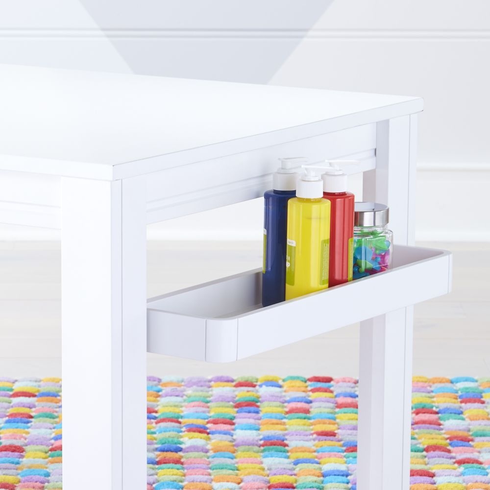 Adjustable White Kids Table Storage Cubby - Image 0