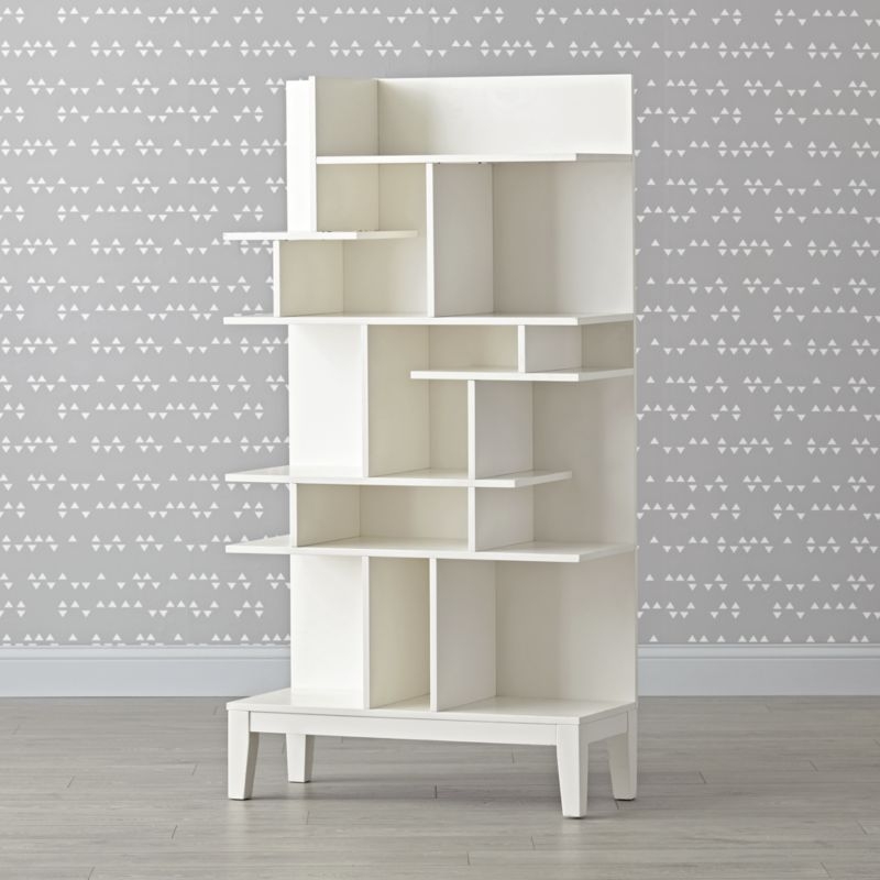 Maze Tall White Geometric Bookcase - Image 8