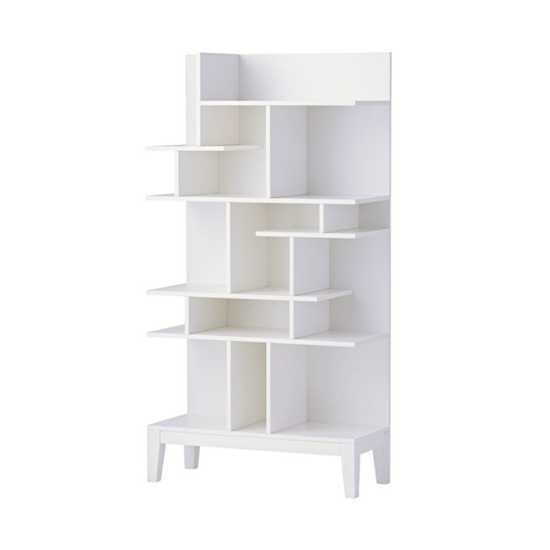 Maze Tall White Geometric Bookcase - Image 9