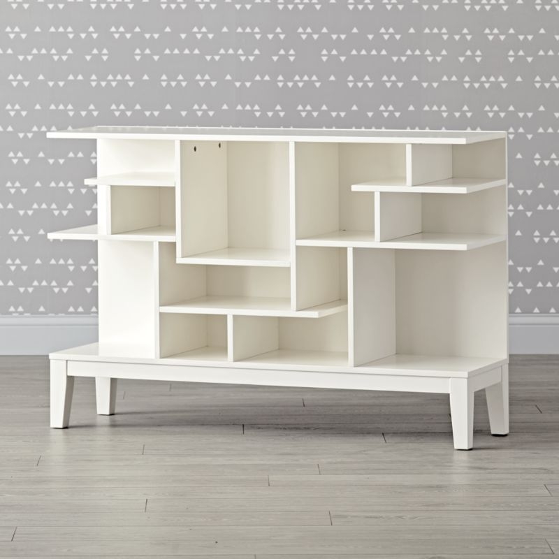 Maze Wide White Geometric Bookcase - Image 1