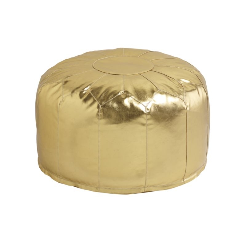 Faux Leather Gold Pouf-Standard size - Image 2