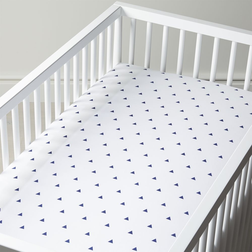 Organic Little Prints Blue Triangle Crib Fitted Sheet - Image 0