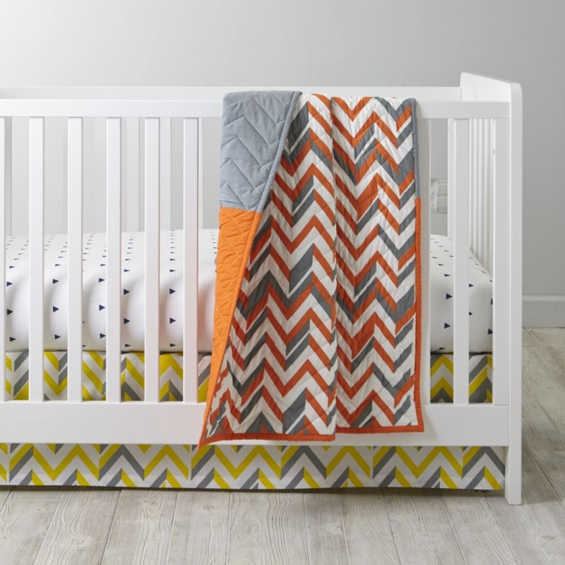 Organic Little Prints Blue Triangle Crib Fitted Sheet - Image 2