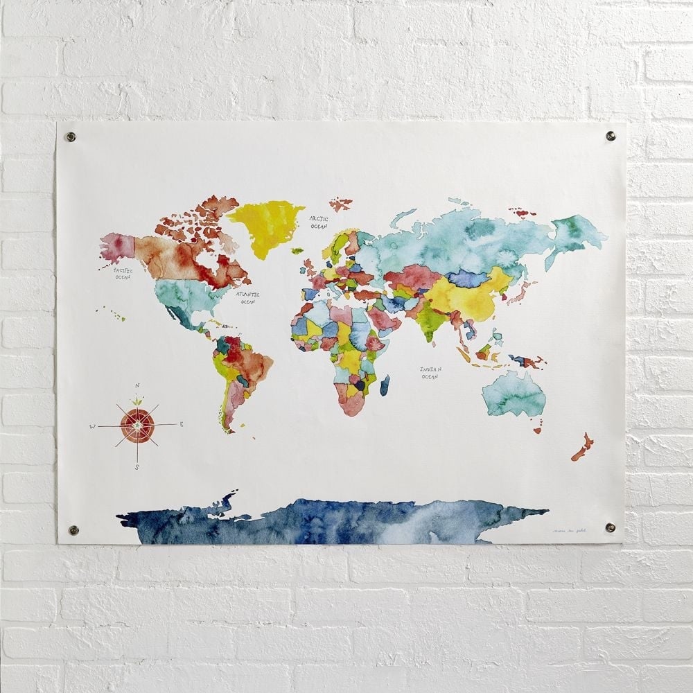 Watercolor World Map Banner - Image 0